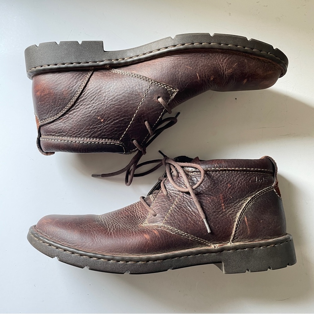Clarks Stratton Limit Mens Brown Leather Ankle Boot Rugged Casual Shoe 10.5